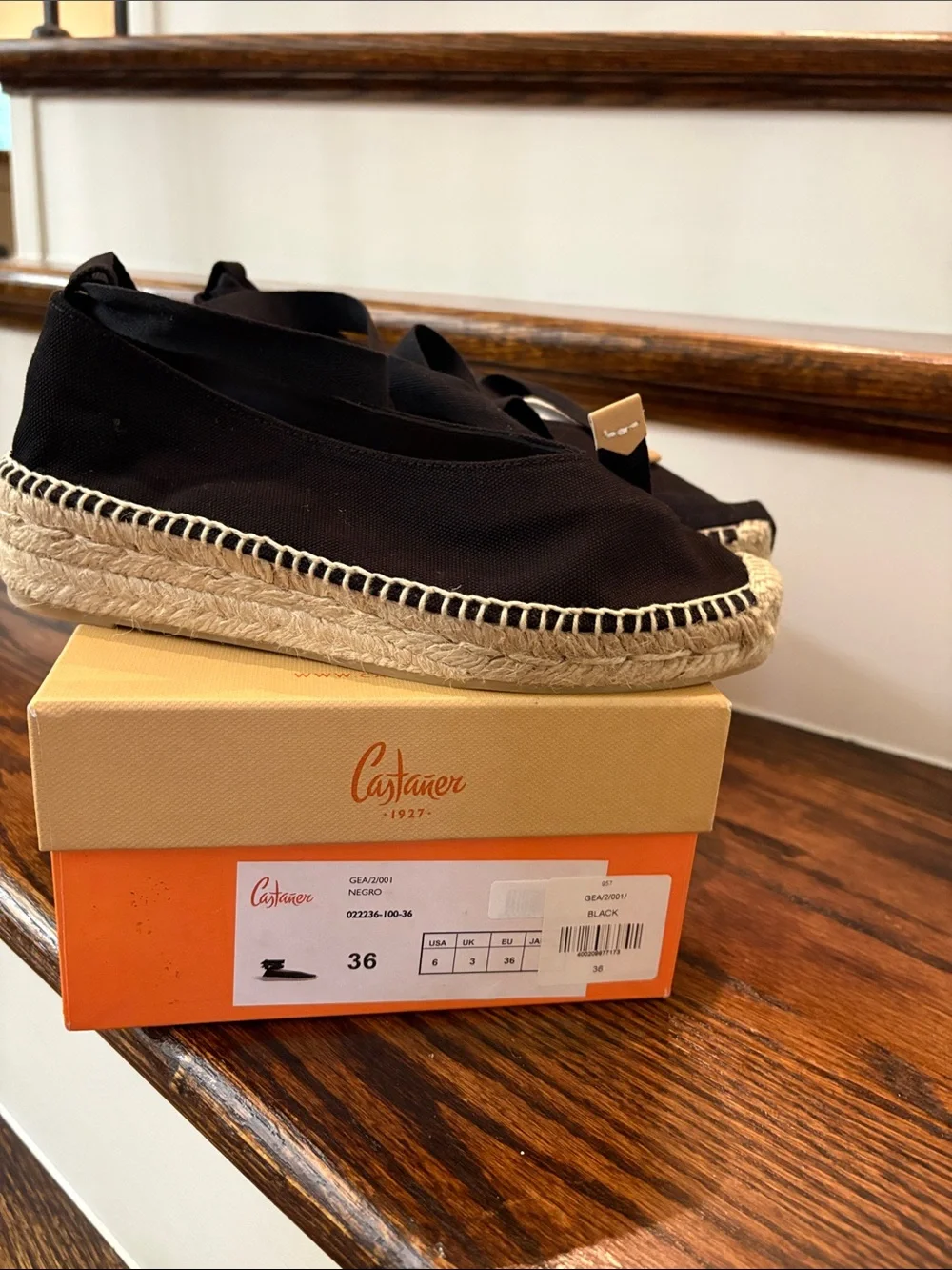 Black Canvas Espadrille Flats